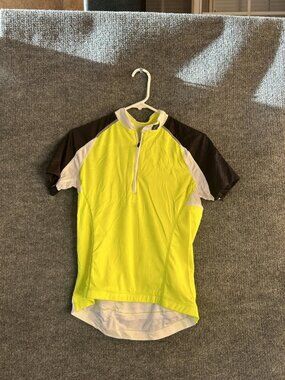 Specialized Cycling Jersey Mens Medium Yellow 1/4 Zip Short Sleeve Pockets Bike